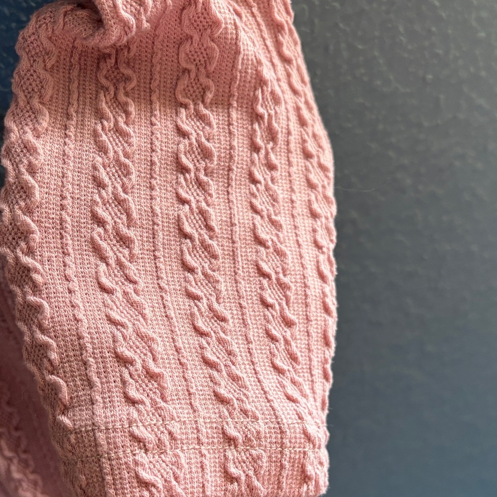 Girls' Pink Knit Ruffle Button-Front Dress - Picture 3 of 4